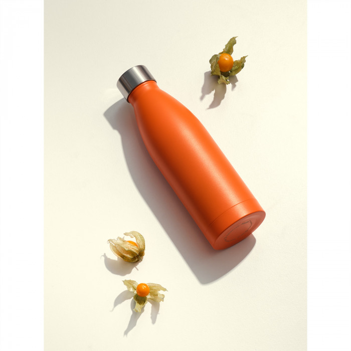 Термобутылка вакуумная герметичная Fresco, оранжевая, гладкое покрытие