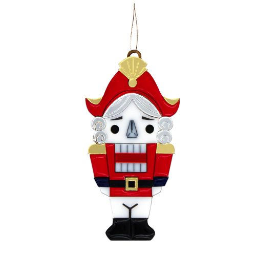 Ёлочная игрушка Щелкунчик (белый с красным)