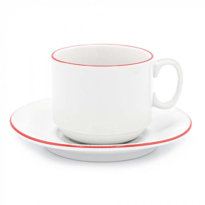 Чайная пара фарфоровая 220см³ экспресс Палитра, красный, в коробке