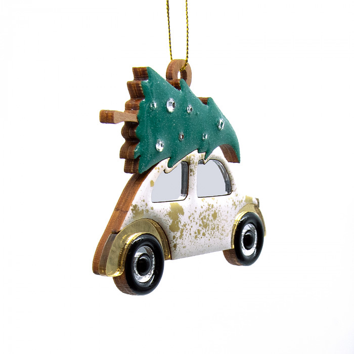 Ёлочная игрушка Машинка (белый)