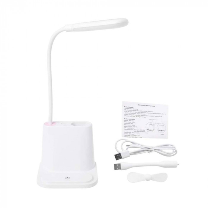 Настольная лампа c вентилятором Terra Quadro, белый