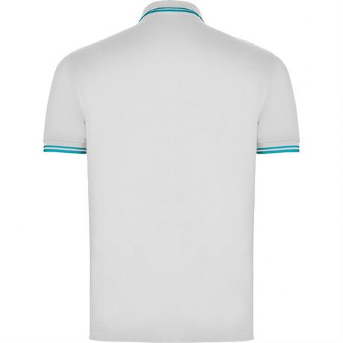 Футболка поло MONTREAL мужская, БЕЛЫЙ/БИРЮЗОВЫЙ 2XL