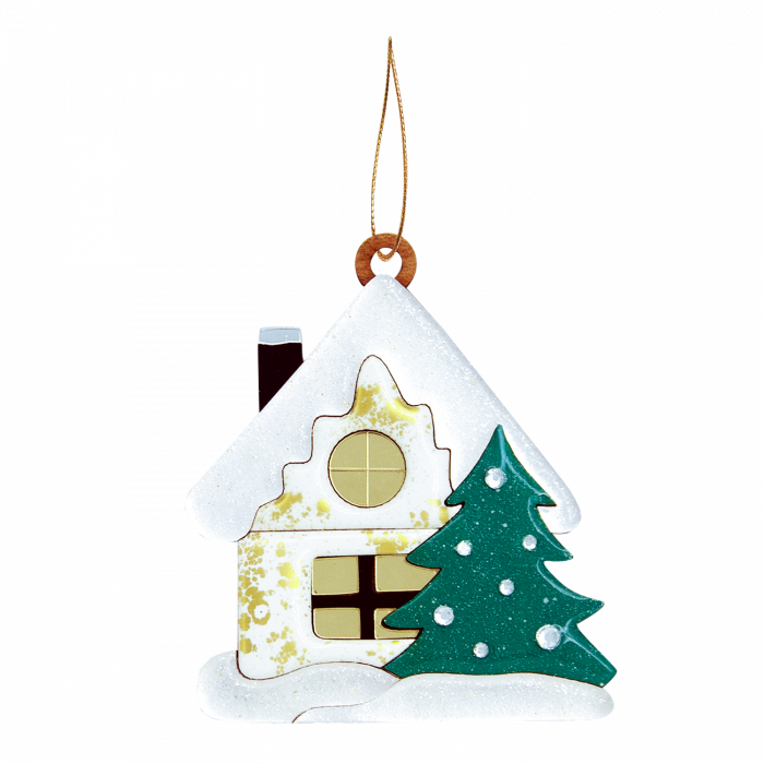 Ёлочная игрушка Домик (белый)
