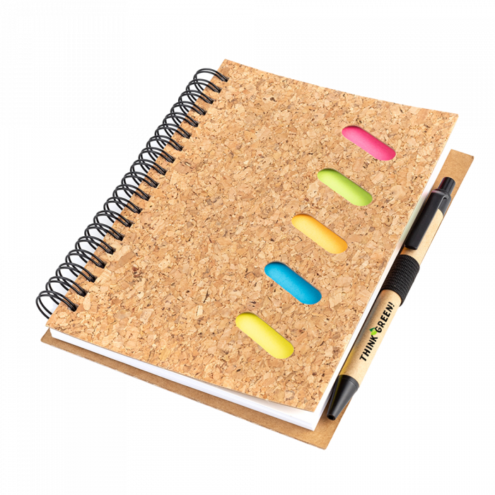 Блокнот Гарольд со стикерами и шариковой ручкой, черный