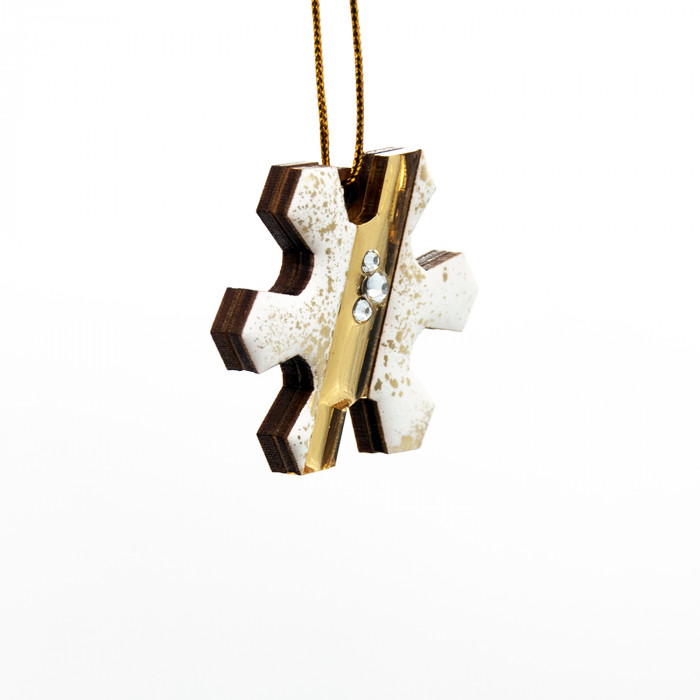 Ёлочная игрушка Снежинка (белый с золотым )