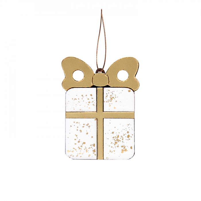 Ёлочная игрушка Подарочек (белый с золотым )