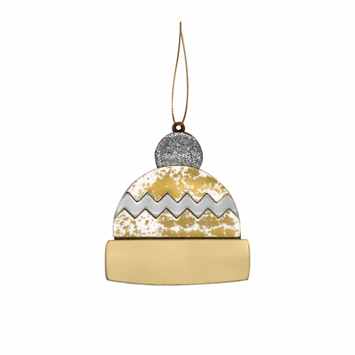 Ёлочная игрушка Шапочка (белый с золотым )