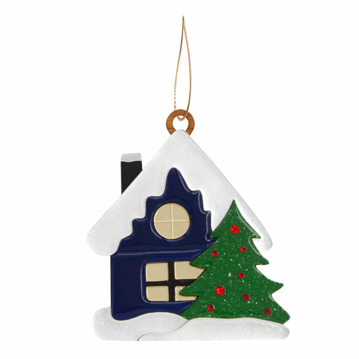 Ёлочная игрушка Домик (синий)
