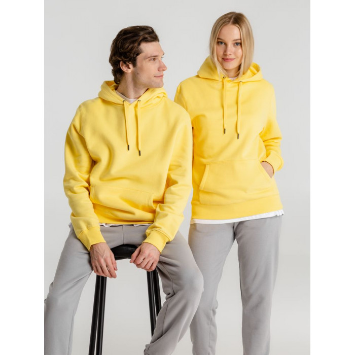 Толстовка с капюшоном унисекс King, желтая, размер S