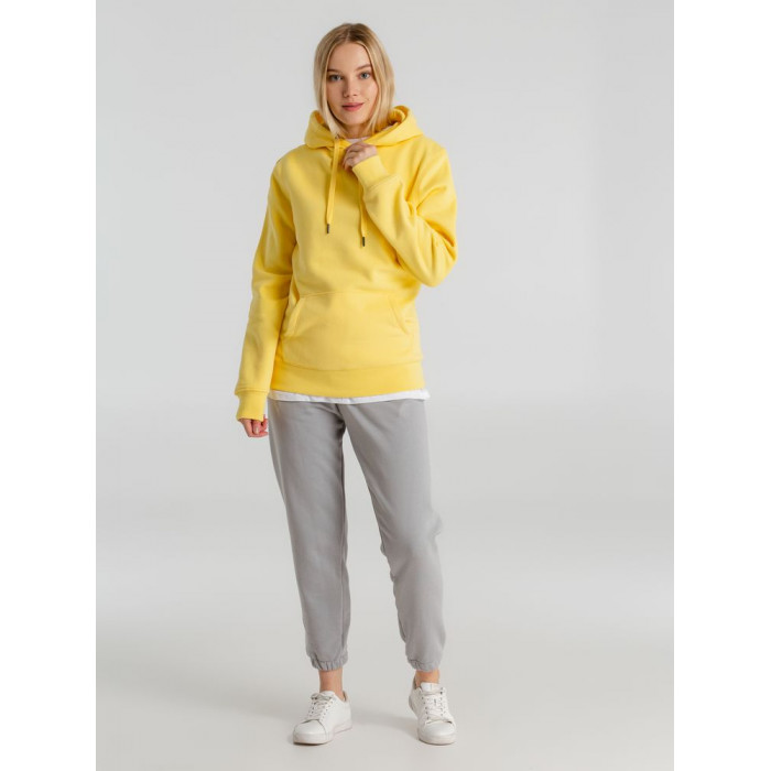 Толстовка с капюшоном унисекс King, желтая, размер S