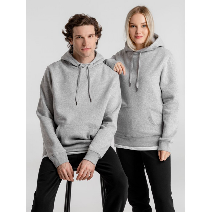 Толстовка с капюшоном унисекс King, серый меланж, размер 4XL