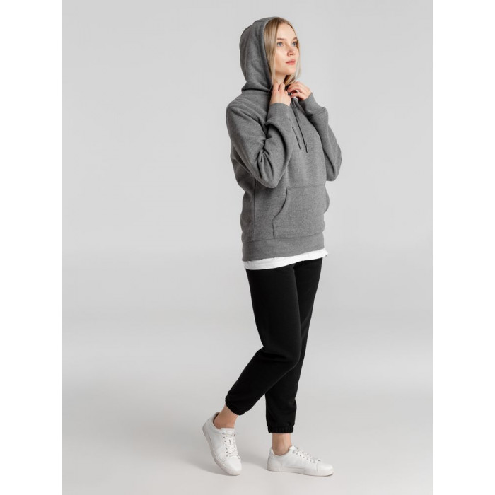 Толстовка с капюшоном унисекс King, темно-серый меланж, размер M