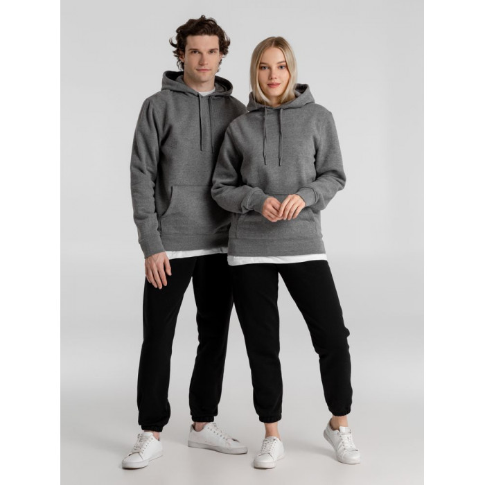 Толстовка с капюшоном унисекс King, темно-серый меланж, размер M
