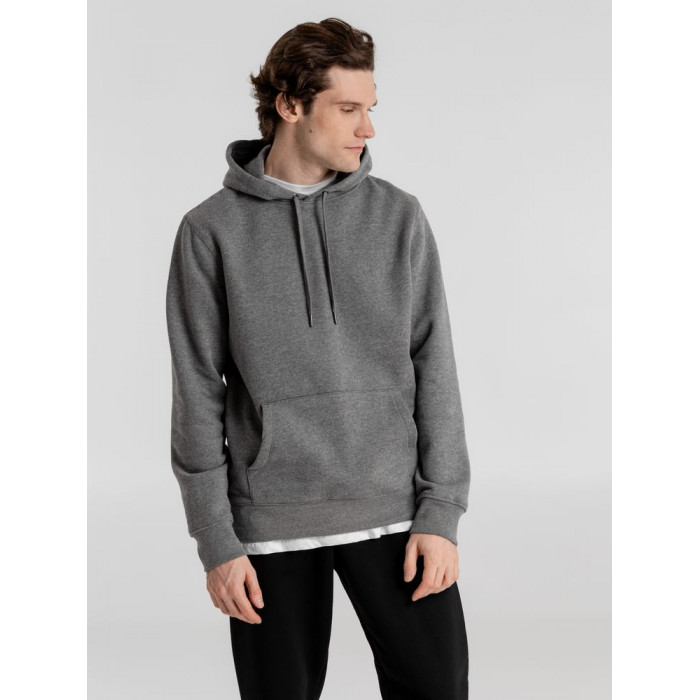 Толстовка с капюшоном унисекс King, темно-серый меланж, размер M