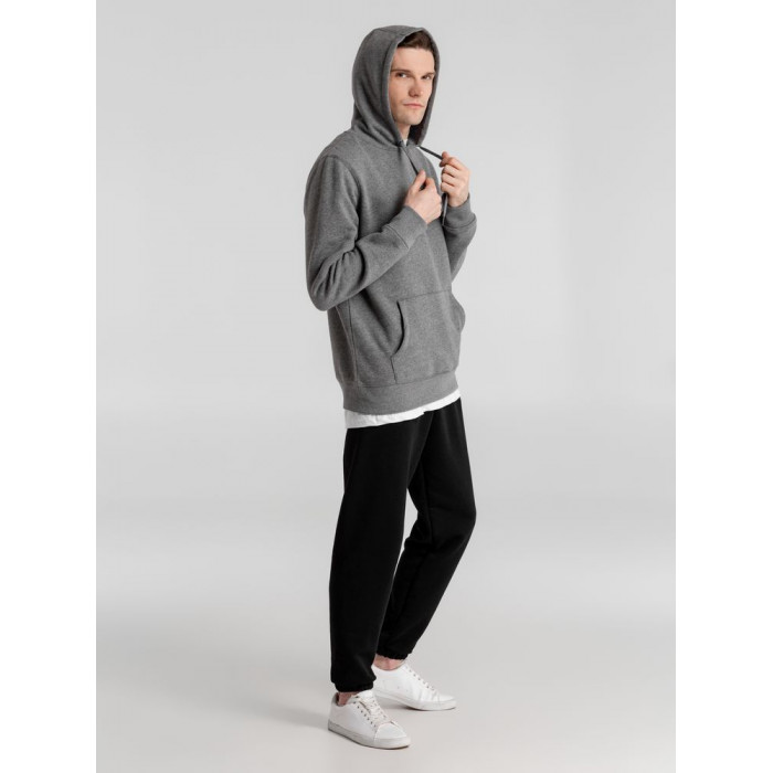 Толстовка с капюшоном унисекс King, темно-серый меланж, размер M