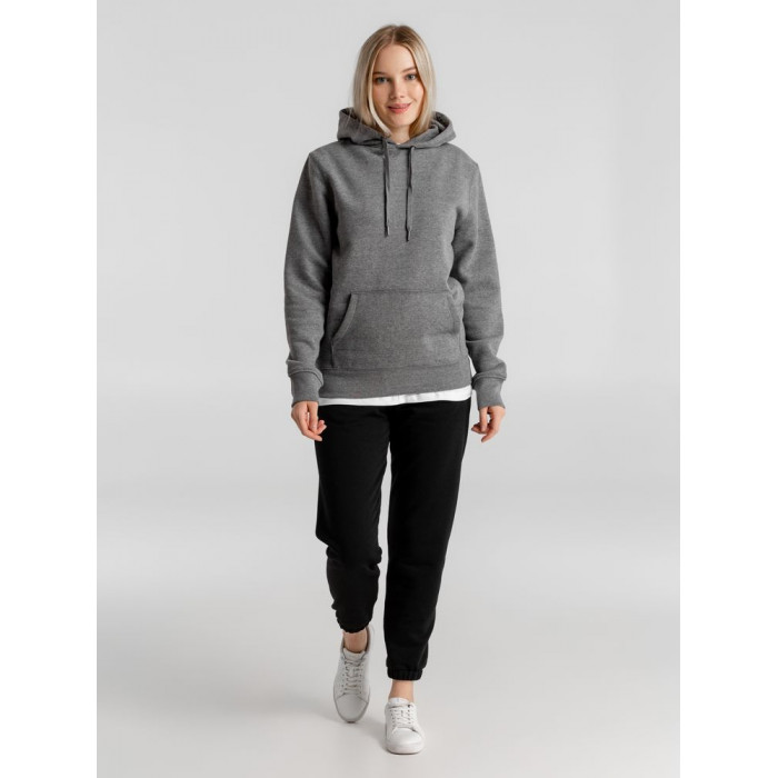 Толстовка с капюшоном унисекс King, темно-серый меланж, размер M
