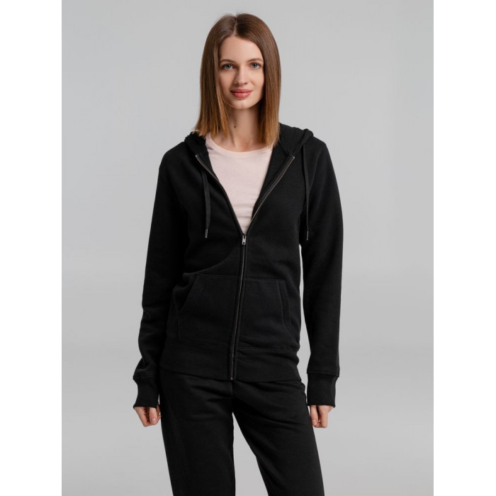 Толстовка на молнии с капюшоном унисекс King, черная, размер XXL