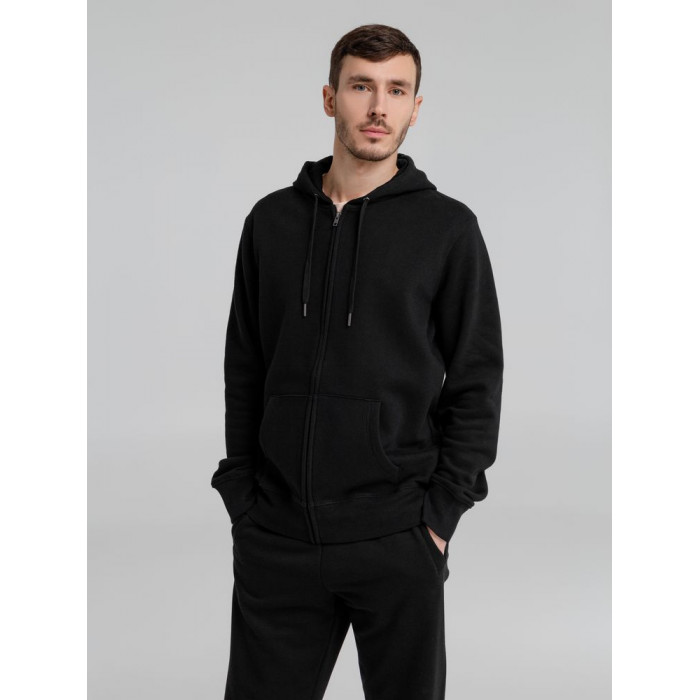 Толстовка на молнии с капюшоном унисекс King, черная, размер XXL