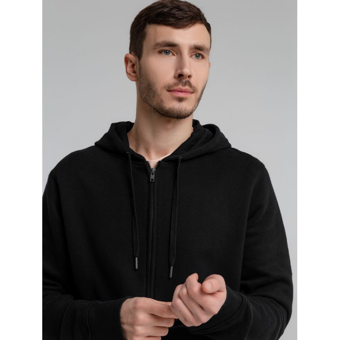 Толстовка на молнии с капюшоном унисекс King, черная, размер XXL