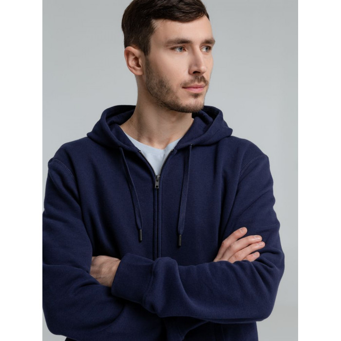 Толстовка на молнии с капюшоном унисекс King, темно-синяя, размер 3XL