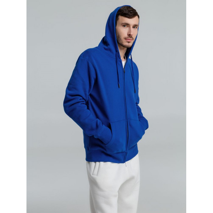 Толстовка на молнии с капюшоном унисекс King, ярко-синяя, размер XXL