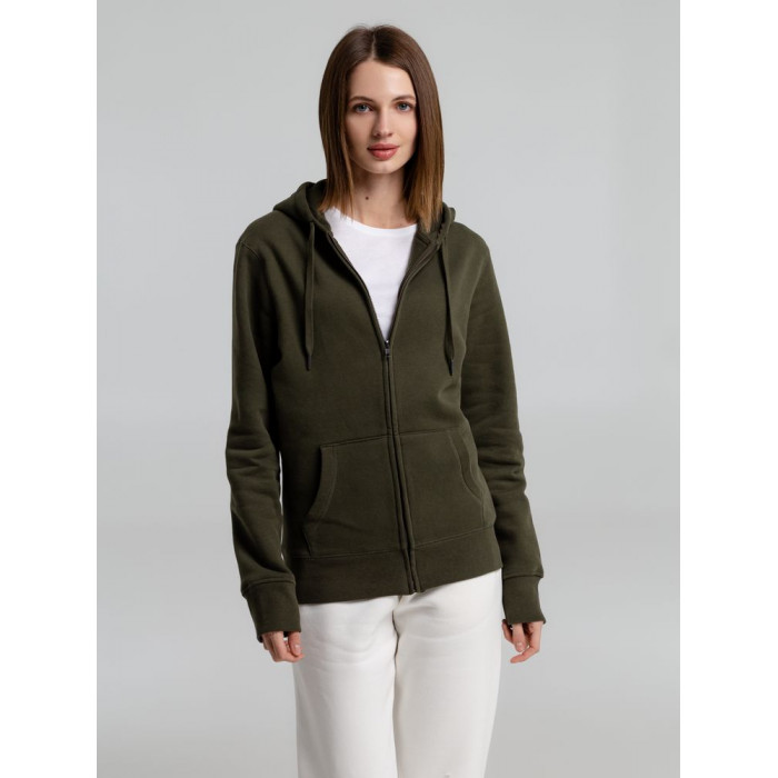 Толстовка на молнии с капюшоном унисекс King, хаки, размер XS