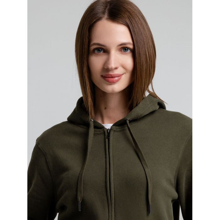 Толстовка на молнии с капюшоном унисекс King, хаки, размер XS