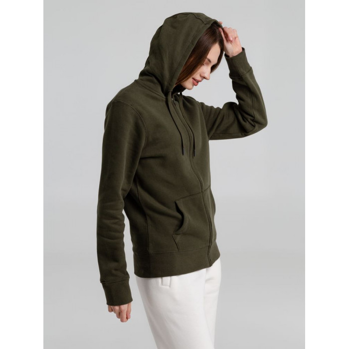 Толстовка на молнии с капюшоном унисекс King, хаки, размер XS