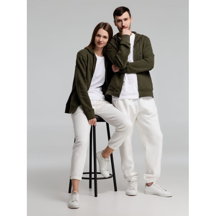 Толстовка на молнии с капюшоном унисекс King, хаки, размер XS