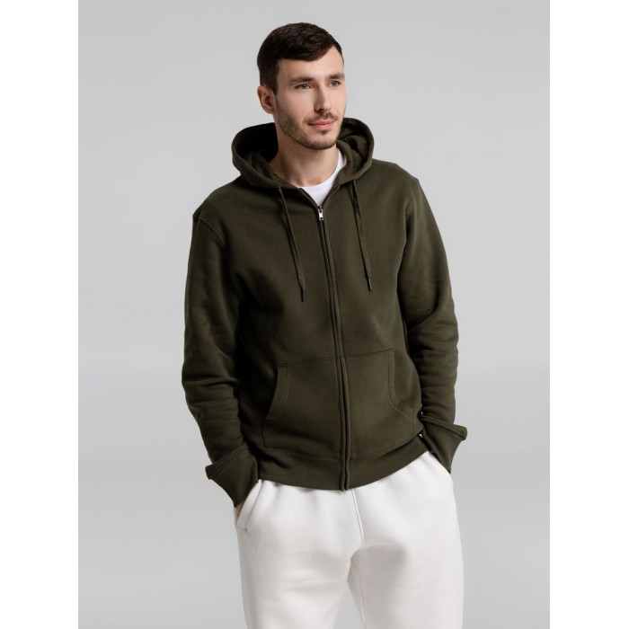 Толстовка на молнии с капюшоном унисекс King, хаки, размер XS