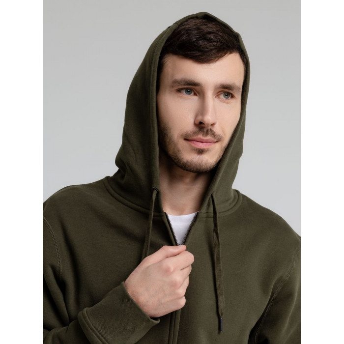 Толстовка на молнии с капюшоном унисекс King, хаки, размер XS