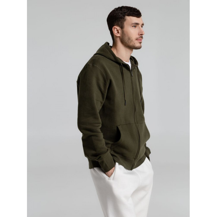 Толстовка на молнии с капюшоном унисекс King, хаки, размер XS