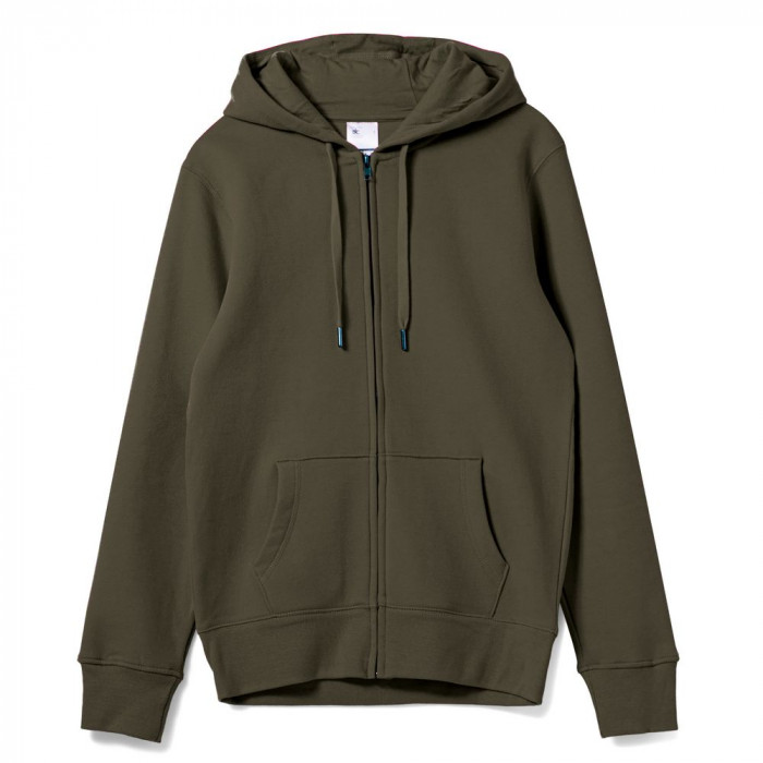 Толстовка на молнии с капюшоном унисекс King, хаки, размер XS