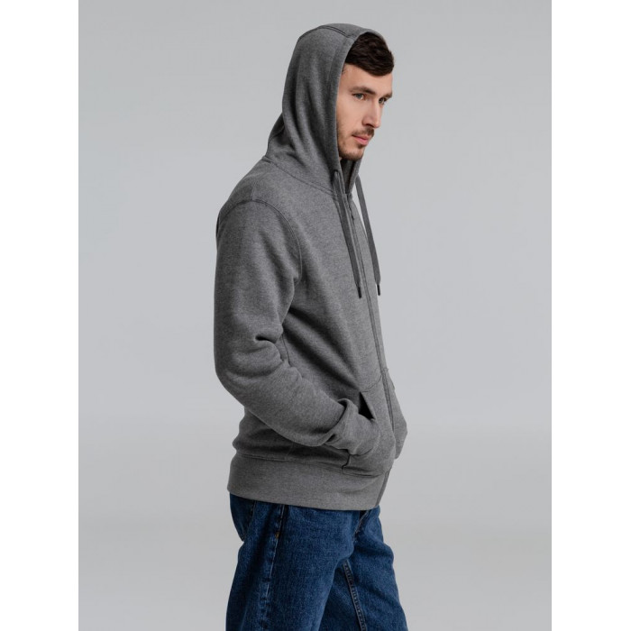 Толстовка на молнии с капюшоном унисекс King, темно-серый меланж, размер 3XL