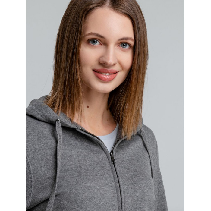 Толстовка на молнии с капюшоном унисекс King, темно-серый меланж, размер 3XL