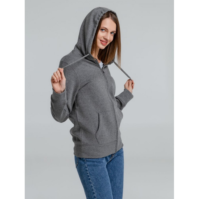Толстовка на молнии с капюшоном унисекс King, темно-серый меланж, размер 3XL