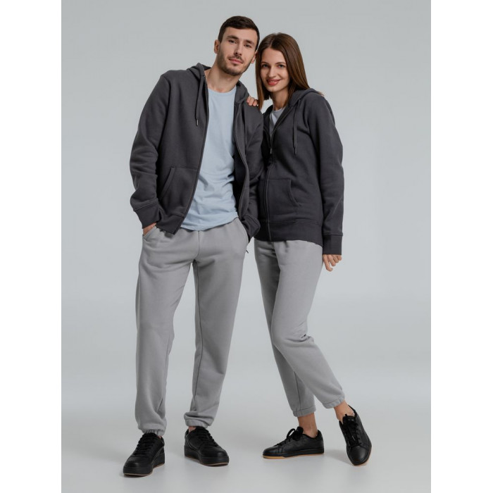 Толстовка на молнии с капюшоном унисекс King, темно-серая, размер 3XL