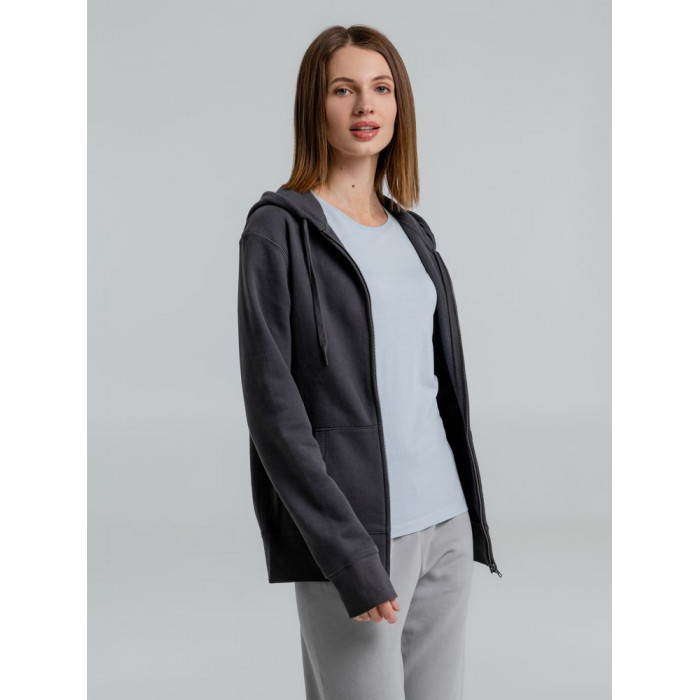 Толстовка на молнии с капюшоном унисекс King, темно-серая, размер 3XL