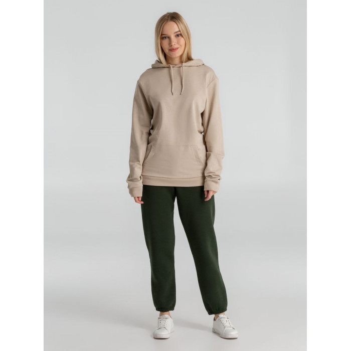 Толстовка с капюшоном унисекс Hoodie, бежевая, размер XS