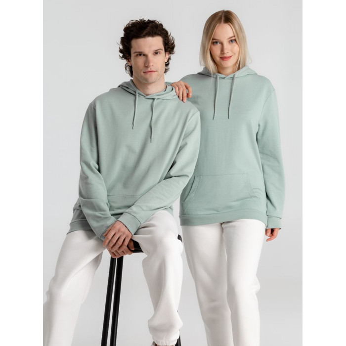 Толстовка с капюшоном унисекс Hoodie, серо-зеленая, размер XXL