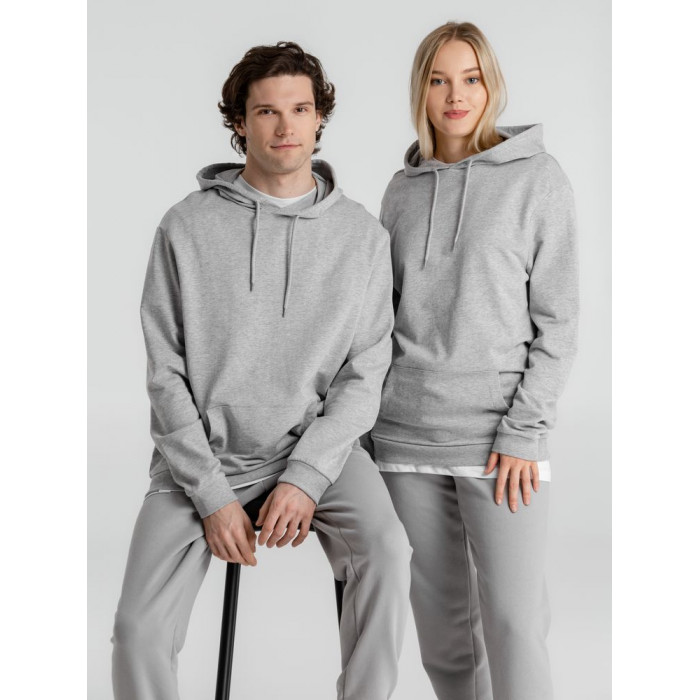 Толстовка с капюшоном унисекс Hoodie, серый меланж, размер XXL