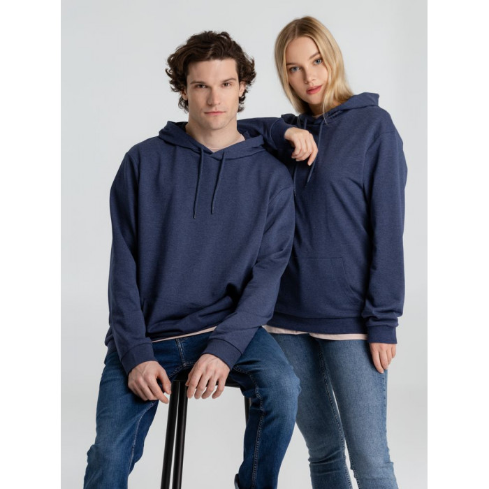 Толстовка с капюшоном унисекс Hoodie, синий меланж, размер 3XL
