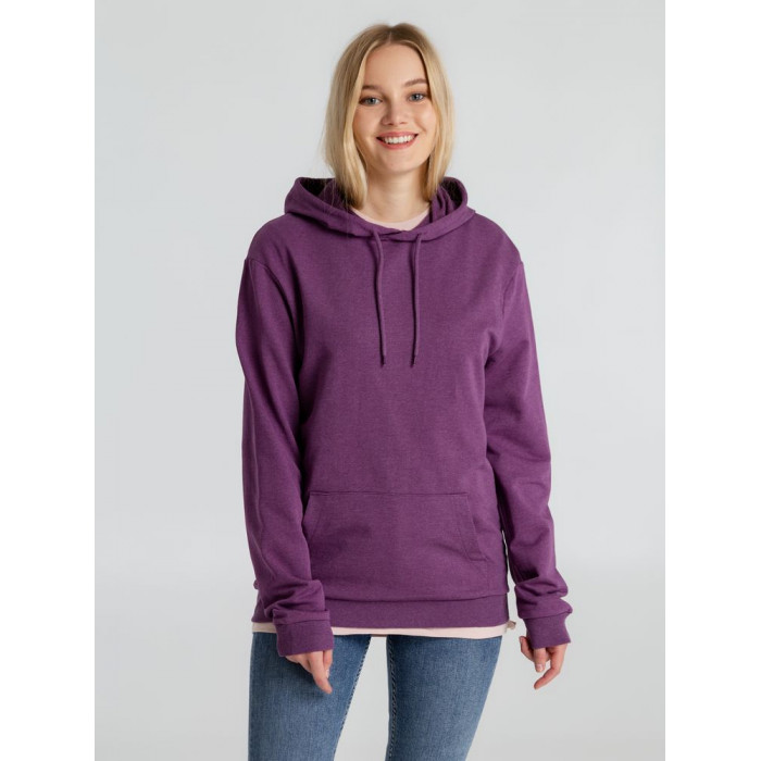 Толстовка с капюшоном унисекс Hoodie, фиолетовый меланж, размер XS