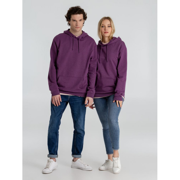 Толстовка с капюшоном унисекс Hoodie, фиолетовый меланж, размер XS