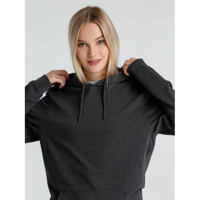 Толстовка с капюшоном унисекс Hoodie, серый меланж (антрацит), размер XS