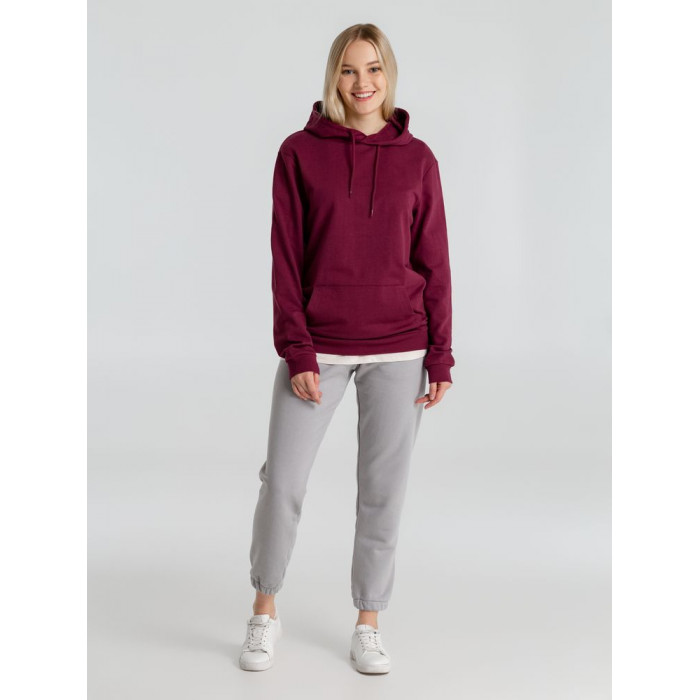 Толстовка с капюшоном унисекс Hoodie, бордовая, размер XS