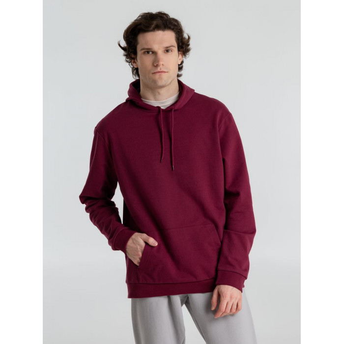 Толстовка с капюшоном унисекс Hoodie, бордовая, размер XS