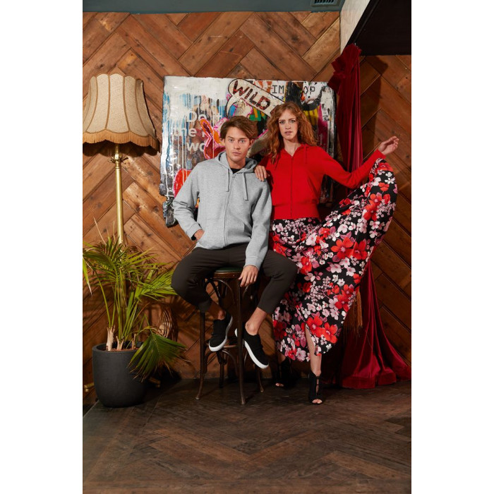 Толстовка женская Hooded Full Zip серый меланж, размер XXL